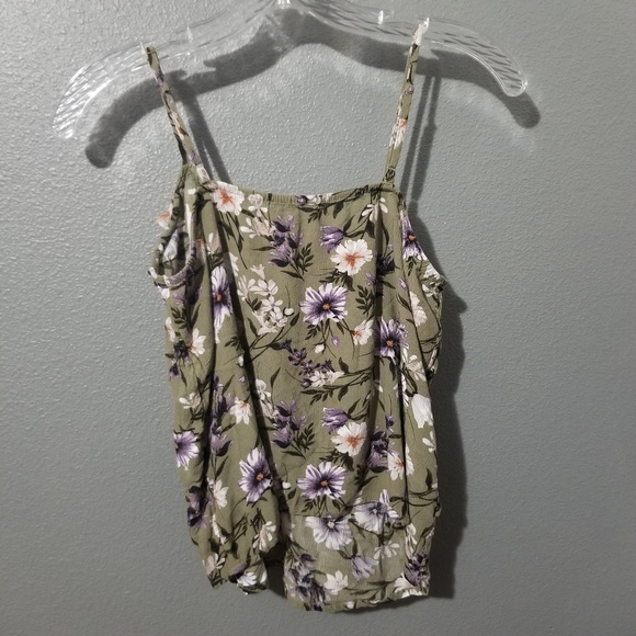 AE Sage Green Floral Print Crop Tank - Picture 4 of 7